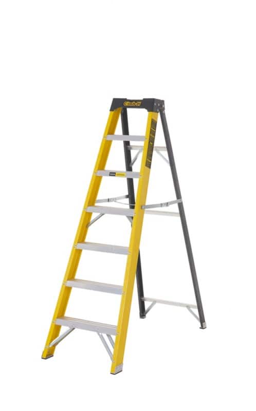 Climb-It Climb-It® Glass Fibre Swingback Stepladder, 6 Tread, Integral Tool Tray