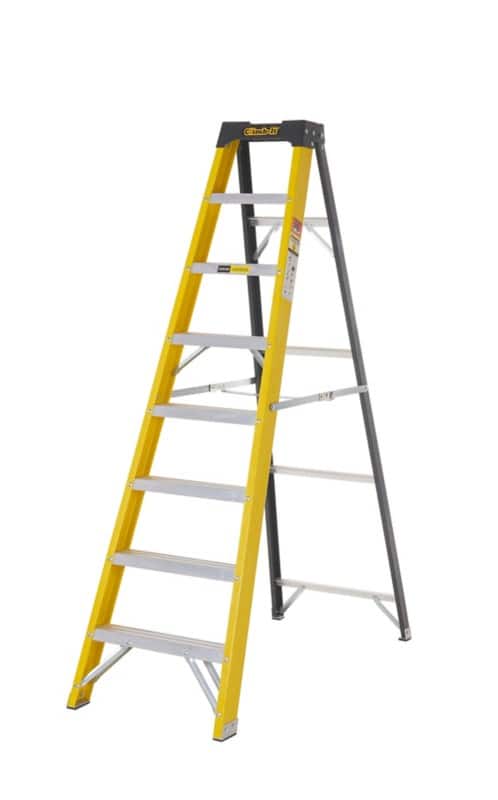 Climb-It Climb-It® Glass Fibre Swingback Stepladder, 7 Tread, Integral Tool Tray