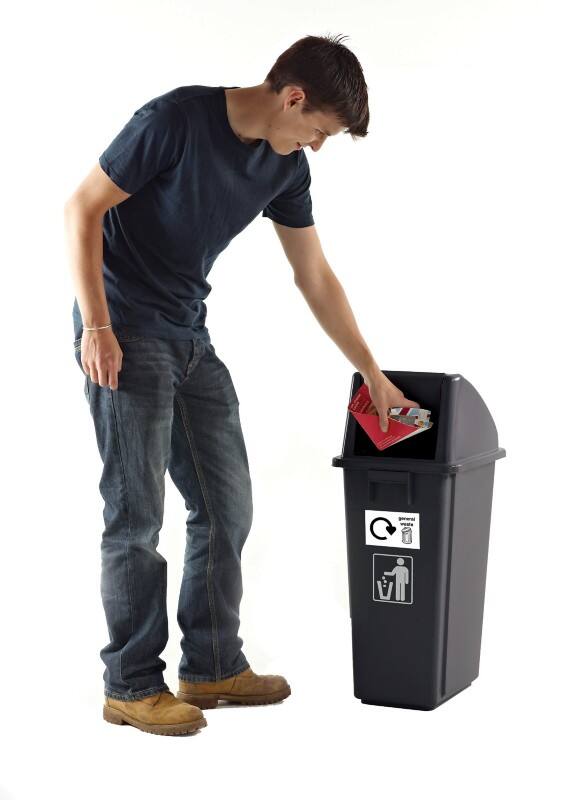 GPC Recycling Bin 60 L Grey Polypropylene RCY63Z Pack of 3