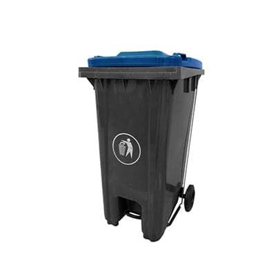 GPC Pedal Wheeled Bin Grey with Blue Lid 120L