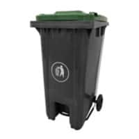 GPC Pedal Wheeled Bin Grey with Green Lid 120L