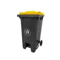 GPC Grey Pedal Wheeled Bin with Yellow Lid, 240L