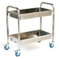 GPC Stainless Steel Tray Trolley with 2 Deep Trays 100kg Capacity 443 x 895 x 837mm