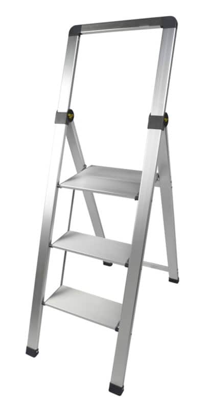 GPC Slim Folding Step 3 Tread with Handrail and Anti-Slip Aluminium 150 kg