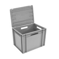 EXPORTA Stacking Container with Lid and 4 Open Handles Euro 25.5 L Grey Polypropylene 40 x 30 x 29 cm Pack of 5