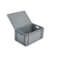 EXPORTA Stacking Container with Lid and 2 Open Handles Euro 53.5 L Grey Polypropylene 60 x 40 x 29 cm Pack of 5