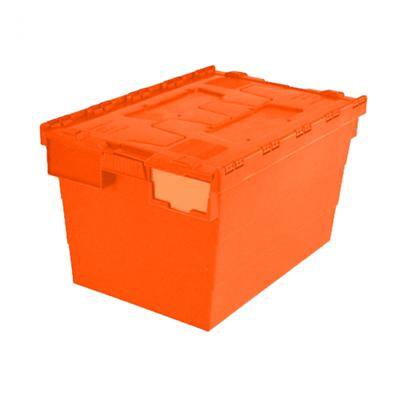EXPORTA Attached Lid Container 60 L Orange Polypropylene 60 x 40 x 34 cm Pack of 5