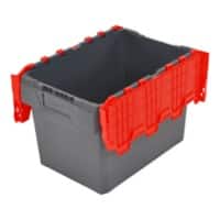 EXPORTA Attached Lid Container 70 L Grey, Red Polypropylene 60 x 40 x 40 cm Pack of 5