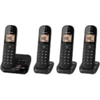 Panasonic Quad Cordless DECT Telephone with Answering Machine KX-TGC424EB Black Pack of 4