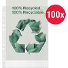 Rexel 100% Recycled Punched Pockets A4 Embossed 70 Microns Polypropylene 11 Holes 2115702 Pack of 100