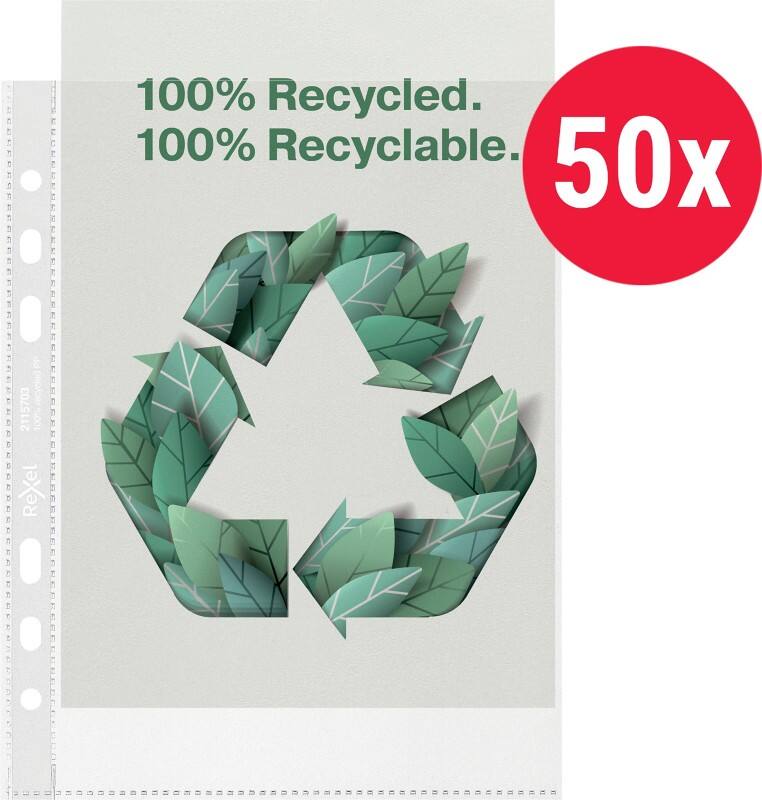 Rexel Punched Pockets  A5 Orange Peel Transparent 70 microns PP (Polypropylene) 6 Holes 2115703 Pack of 50