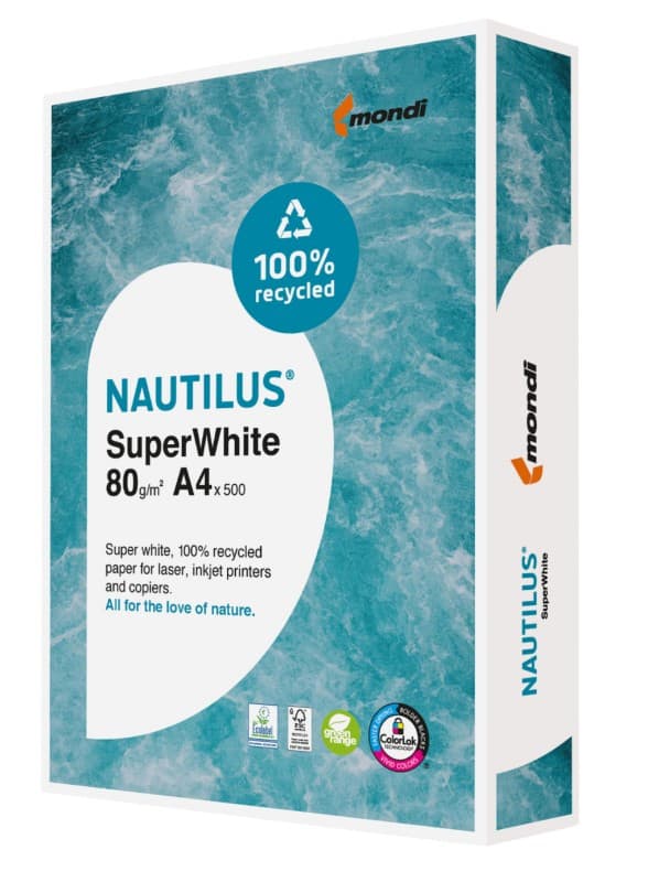 Nautilus SuperWhite A4 Printer Paper 80 gsm Smooth White 500 Sheets