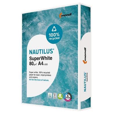Nautilus SuperWhite A4 Printer Paper 80 gsm Smooth White 500 Sheets