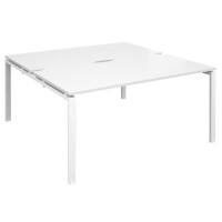 Dams International Rectangular Back to Back Desk with White Melamine Top and White Frame 4 Legs Adapt II 1600 x 1600 x 725 mm