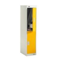 LINK51 Standard Deadlock Steel Locker 2 Doors Key lock 300 x 450 x 1,382 mm Grey, Yellow