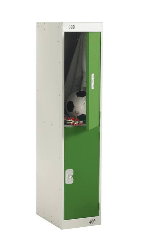 LINK51 Standard Deadlock Steel Locker 2 Doors Key lock 300 x 450 x 1,382 mm Green, Grey