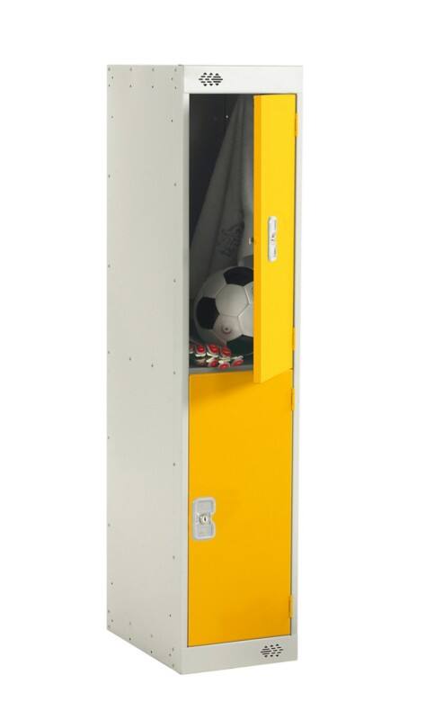 LINK51 Standard Deadlock Steel Locker 2 Doors Key lock 300 x 300 x 1,382 mm Grey, Yellow