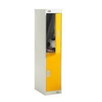 LINK51 Standard Deadlock Steel Locker 2 Doors Key lock 300 x 300 x 1,382 mm Grey, Yellow