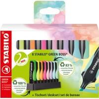 STABILO GREEN BOSS 6070/08-5 Highlighter Assorted 83 % Recycled Medium Chisel 2-5 mm Refillable Pack of 8