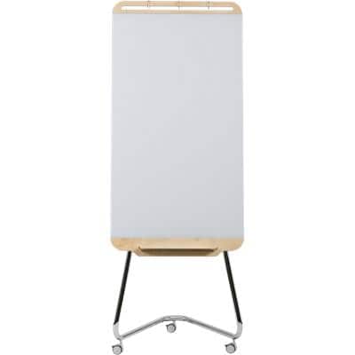 ARCHYI. Douro Mobile Easel Floor Standing Chrome, Glass, Wood 70 (W) x 120 (H) cm White
