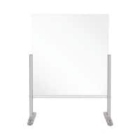 Bi-Office Freestanding Protective Screen 650 x 600mm Acrylic Silver Anodised