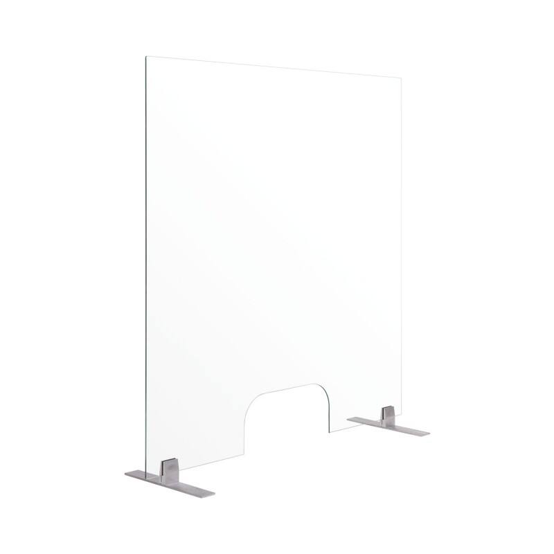 Bi-Office Desk Protective Screen Tempered Glass 900 (W) x 900 (H) mm Freestanding