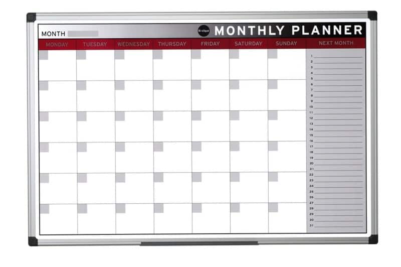 Bi-Office Monthly Planner Magnetic 90 (W) x 60 (H) cm Multicolour