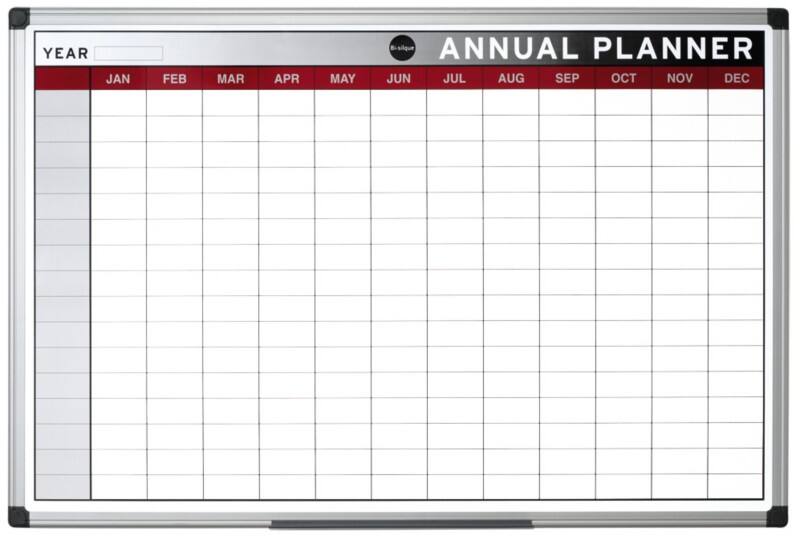 Bi-Office Monthly Annual Planner Magnetic 90 (W) x 60 (H) cm Multicolour