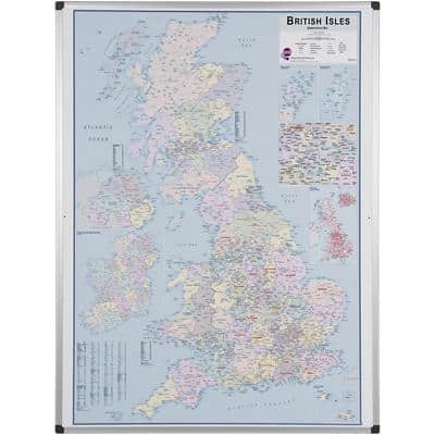 Bi-Office British Isles Administrative Magnetic Map Magnetic Lacquered Steel 120 (W) x 90 (H) cm