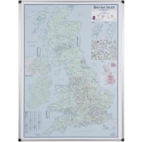Bi-Office British Isles Sales Magnetic Map Magnetic Lacquered Steel 120 (W) x 90 (H) cm