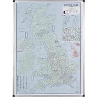 Bi-Office British Isles Sales Map Board Wall Mounted Magnetic Lacquered Steel 1200 x 900mm