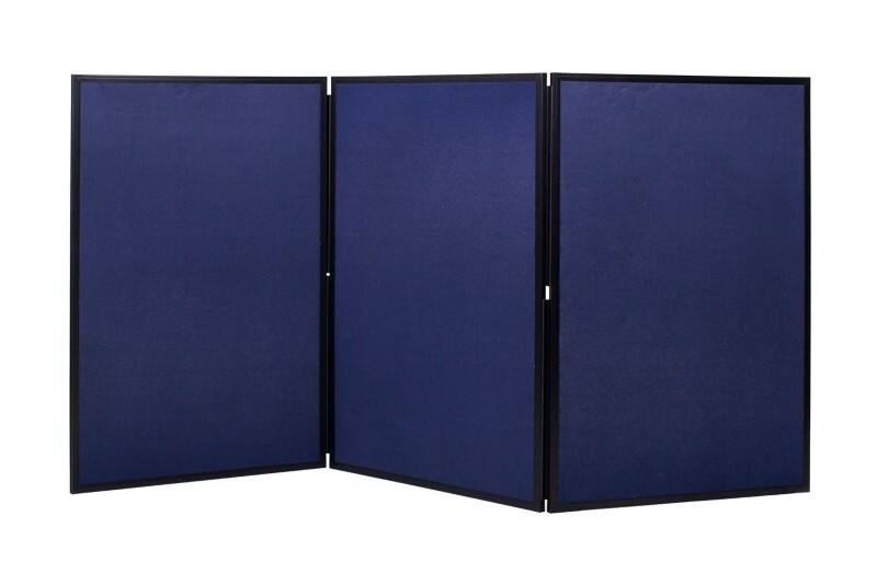 Bi-Office Exhibition System Display Board Floor Standing 3 Panels Felt 600 (W) x 900 (H) mm Blue, Grey