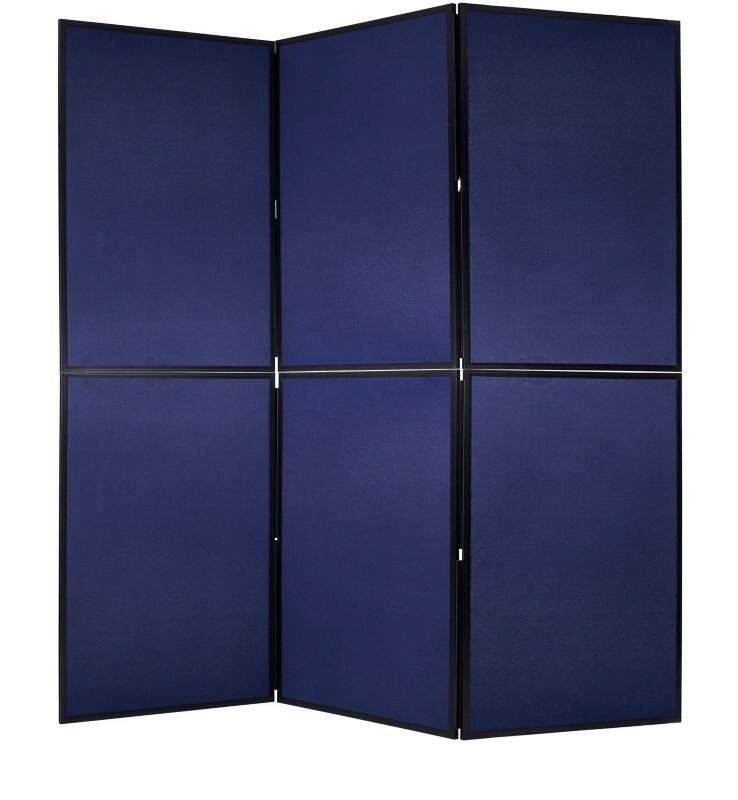 Bi-Office Exhibition System Display Board Floor Standing 6 Panels Felt 600 (W) x 900 (H) mm Blue, Grey DSP330516