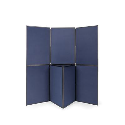 Bi-Office Exhibition System Display Board Floor Standing 7 Panels Plastic 900 (W) x 110 (D) x 600 (H) mm Blue, Grey