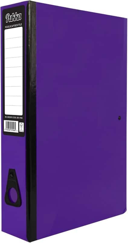 Pukka Brights Box Files Foolscap 75 mm Purple Pack of 10