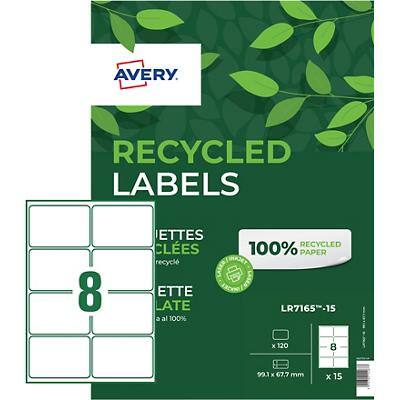 Avery Recycled Address Labels LR7165-15 99.1 x 67.7 mm 15 Sheets of 8 Labels