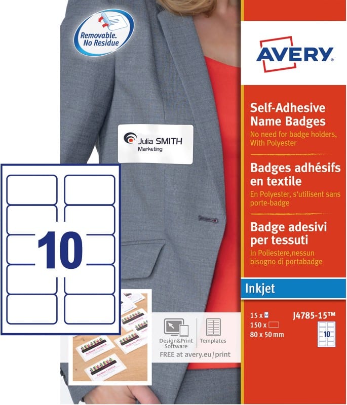 Avery Self Adhesive Name Badge 80 x 50 mm 15 sheets of 10 Badges