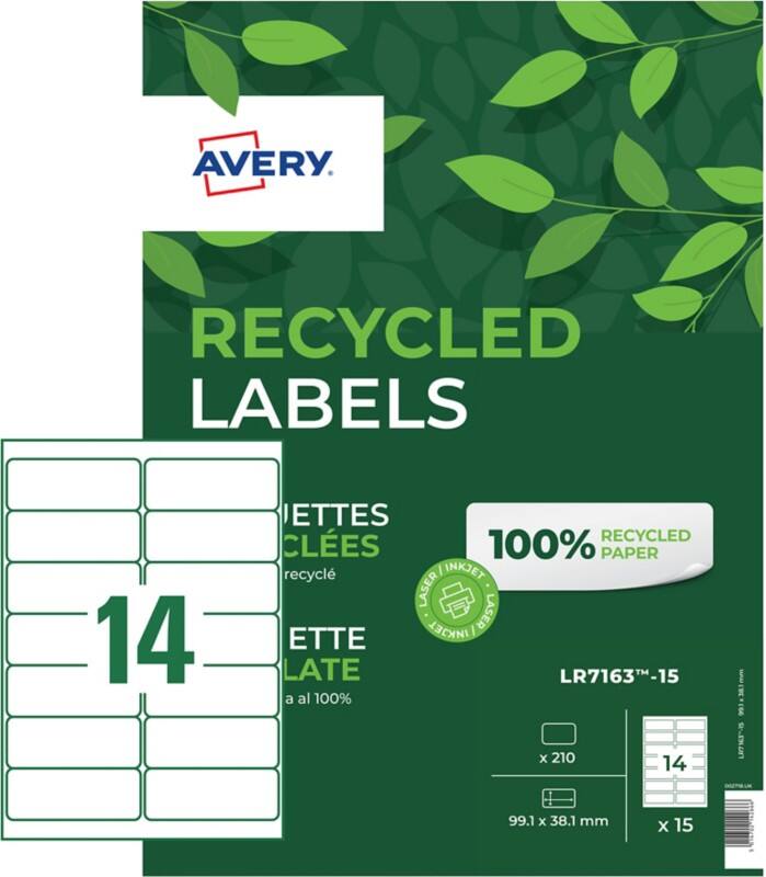 Avery Address Labels LR7163-15 White 38.1 x 99.1 mm Pack of 210