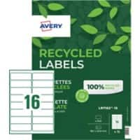 Avery Recycled Address Labels LR7162-15 99.1 x 33.9mm mm 15 Sheets Pack of 240