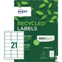 Avery Recycled Address Labels LR7160-15 63.5 x 38.1 mm 15 Sheets Pack of 315