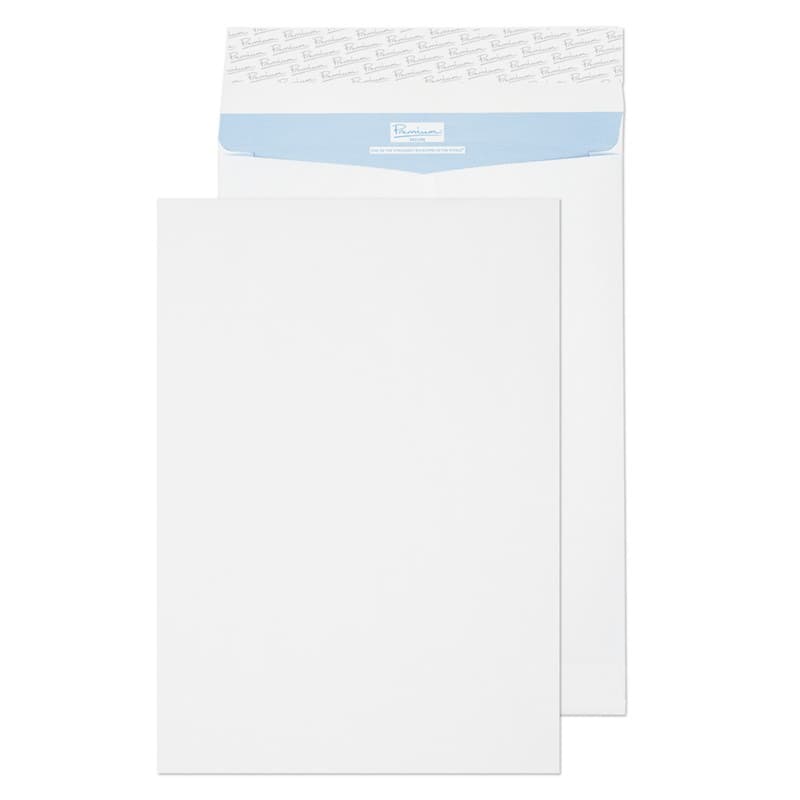 PREMIUM Tear Resistant Gusset Envelopes 16X12 Peel & Seal 406 x 305 x 50 mm Plain 125 gsm White Pack of 20