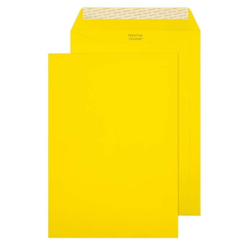 Creative Coloured Envelope C4 229 (W) x 324 (H) mm Adhesive Strip Yellow 120 gsm Pack of 250