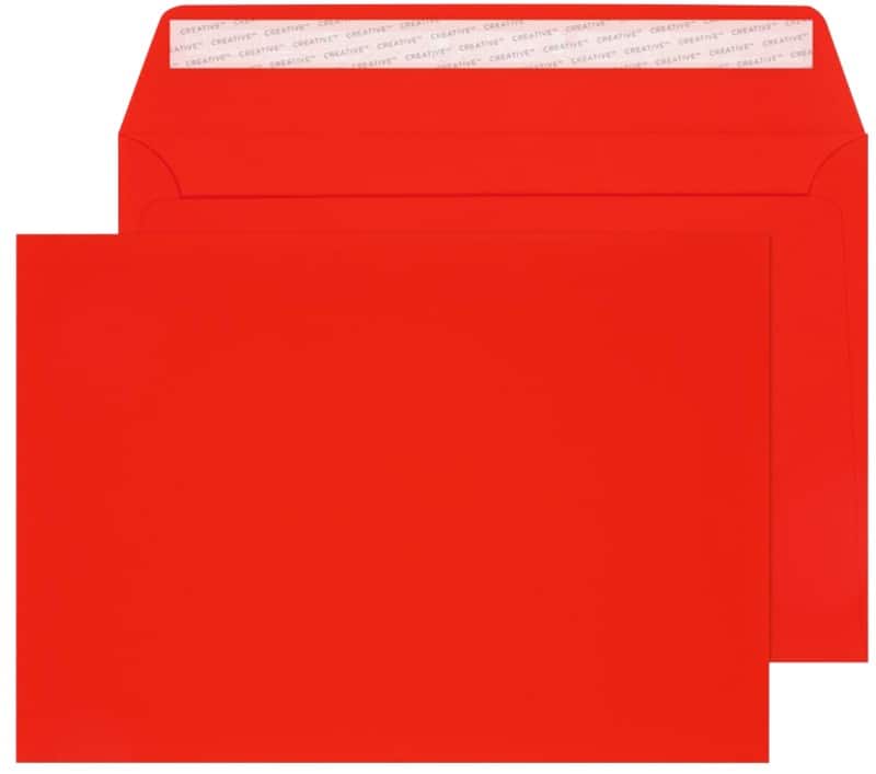 Creative Senses Coloured Envelope C5 229 (W) x 162 (H) mm Adhesive Strip Red 140 gsm Pack of 20