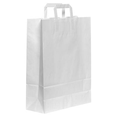 Purely Packaging Vita Flat Handle Paper Bag 320 (W) x 420 (H) x 140 (D) mm White Pack of 150