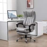 HOMCOM PU Distressed Leather 6-Point Heating Massage Office Chair Grey