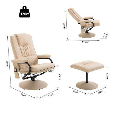 HOMCOM Reclining Massage Chair W/Footstool-Cream
