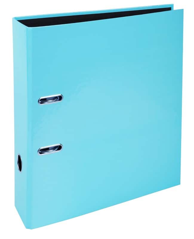 Exacompta Aquarel Prem Touch Wide Lever Arch File A4 80 mm Pastel Blue 2 Rings 53564E Cardboard Portrait Pack of 10