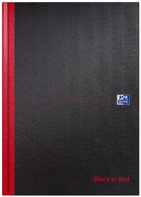 Black n Red Notebook A4 Ruled Casebound Cardboard Black 384 Pages