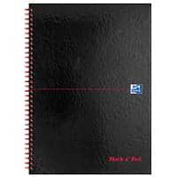 Oxford Black n' Red A4 Wirebound Glossy Hardback Notebook Squared 100 Pages