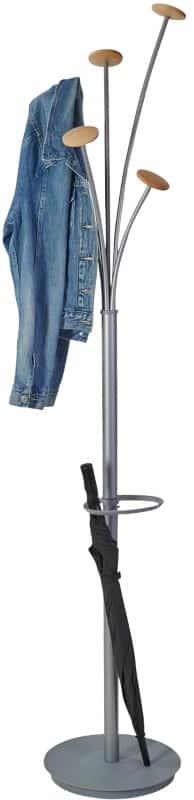 Alba Coat Stand 5 Hooks Silver 38 x 350 x 1870mm